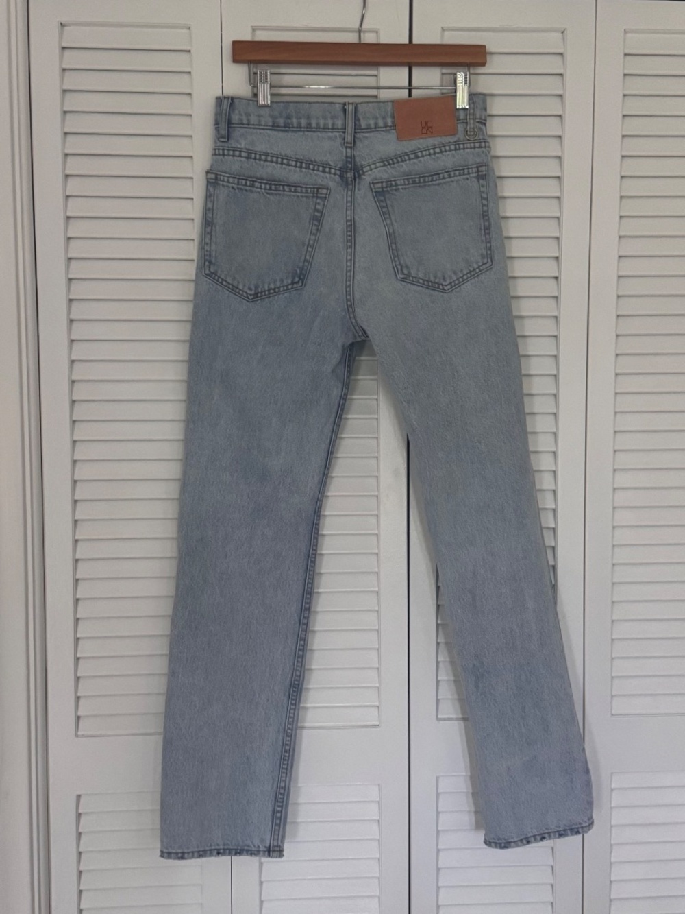 ULLA JOHNSON DAPHNE GLACIER WASH BLUE  STRAIGHT CUT JEANS, SIZE 27